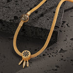 Sterling Silver Dreamcatcher Charm Necklace Set With Enamel In 14K Gold Plated for Him