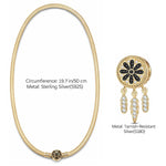 Sterling Silver Dreamcatcher Charm Necklace Set With Enamel In 14K Gold Plated for Him