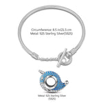 Sterling Silver Narwhal Charms Bracelet Set In White Gold Plated