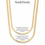 Sterling Silver Flat Snake Chain Couple Necklaces Set In 14K Gold Plated