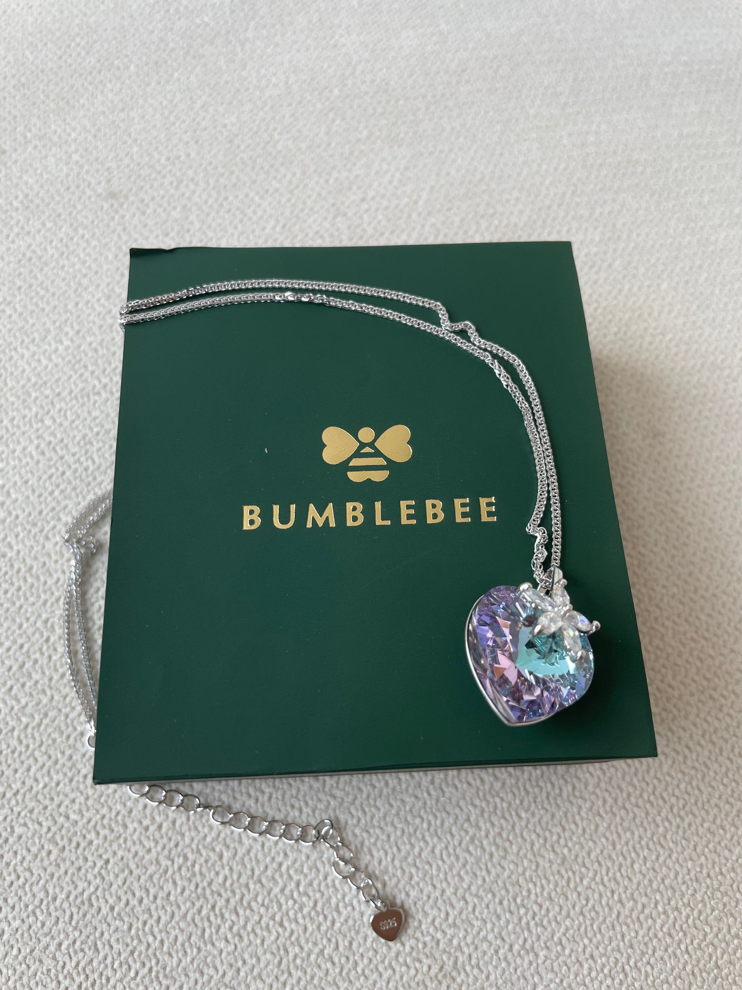 BUMBLEBEE Fashion Love Heart Crystal Pendant with Sterling Silver Chain Necklace Fine Jewelry Anniversary Birthday Gifts for Women Girls Mom Wife