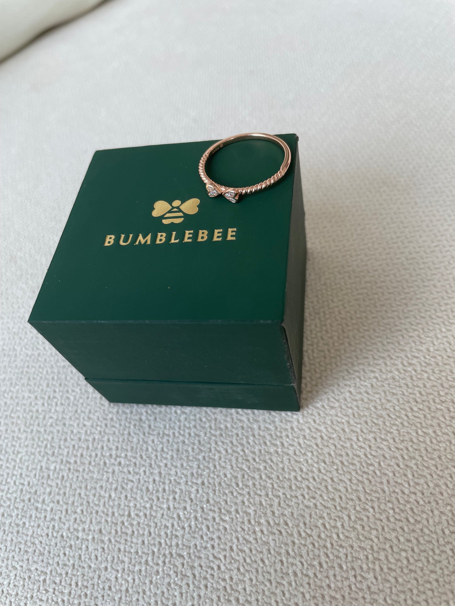 BUMBLEBEE Double Heart Rings Love Knot Ring for Women, Engagement Band for Women for Lady for Girlfriend for Mother