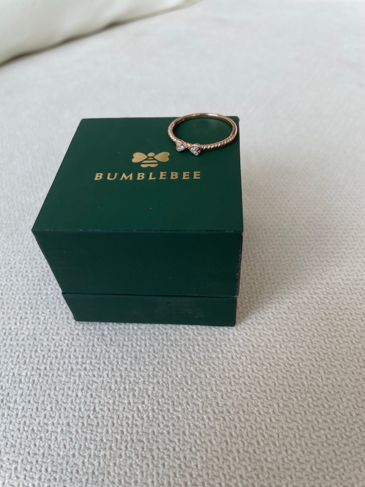 BUMBLEBEE Double Heart Rings Love Knot Ring for Women, Engagement Band for Women for Lady for Girlfriend for Mother