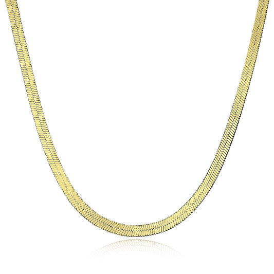 gon- Sterling Silver Flexible Snake Necklace Chain In 14K Gold Plated