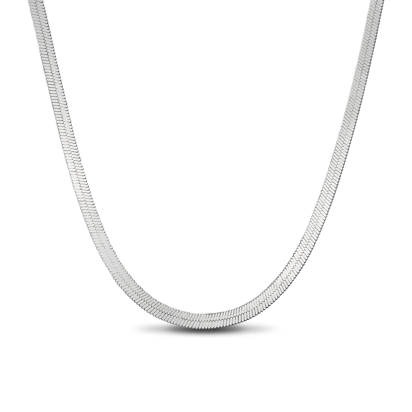 Sterling Silver Flexible Snake Chain Necklace In White Gold Plated