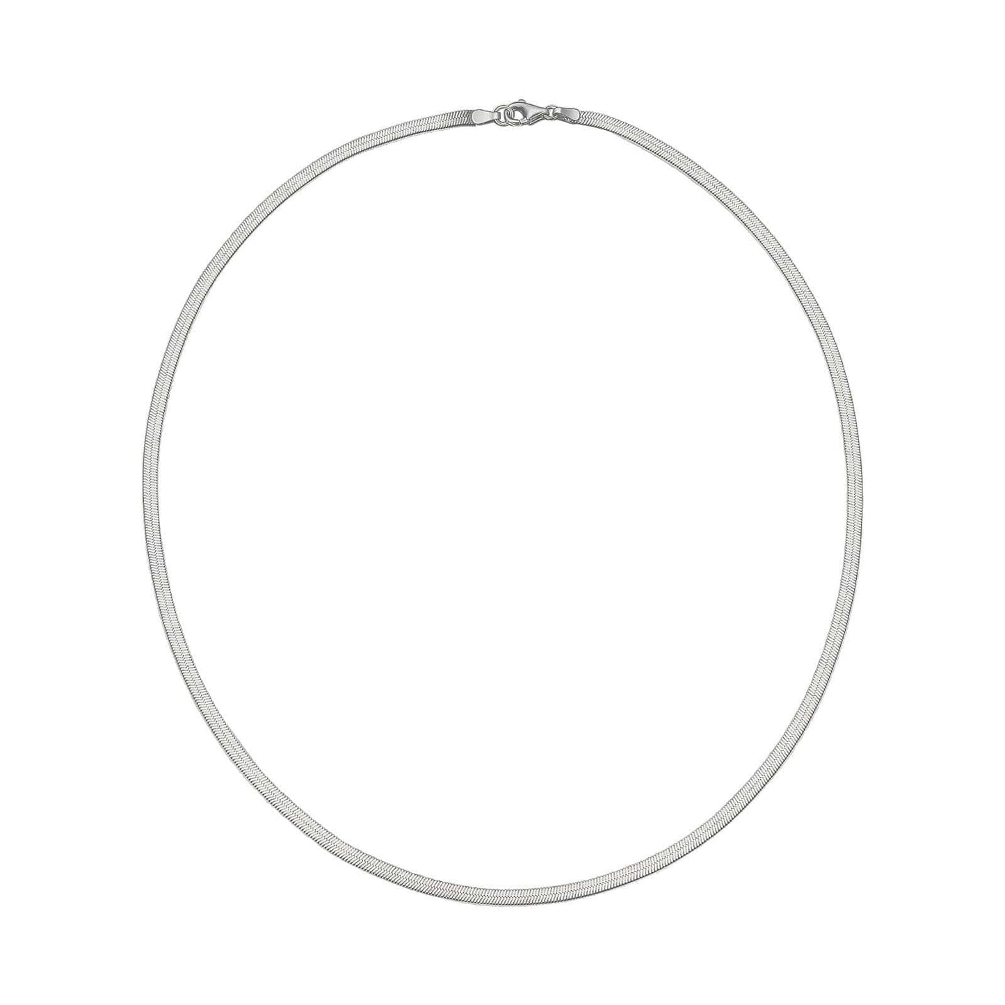 Sterling Silver Flexible Snake Chain Necklace In White Gold Plated