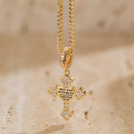 Sterling Silver Cross Of Faith Necklace Set In 14K Gold Plated