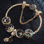 Planetary Orbit Tarnish-resistant Silver Charms With Enamel In 14K Gold Plated