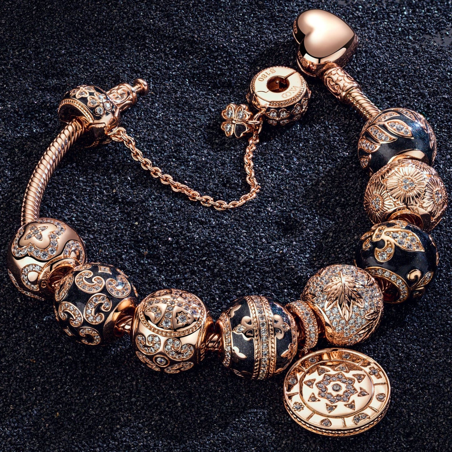 [?As @evy_onelove's Pick] Memories Of Versailles Tarnish-resistant Silver Charms Bracelet Set With Enamel In Rose Gold Plated