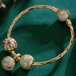 Sterling Silver Lively Ball Charms Bracelet Set With Enamel In 14K Gold Plated