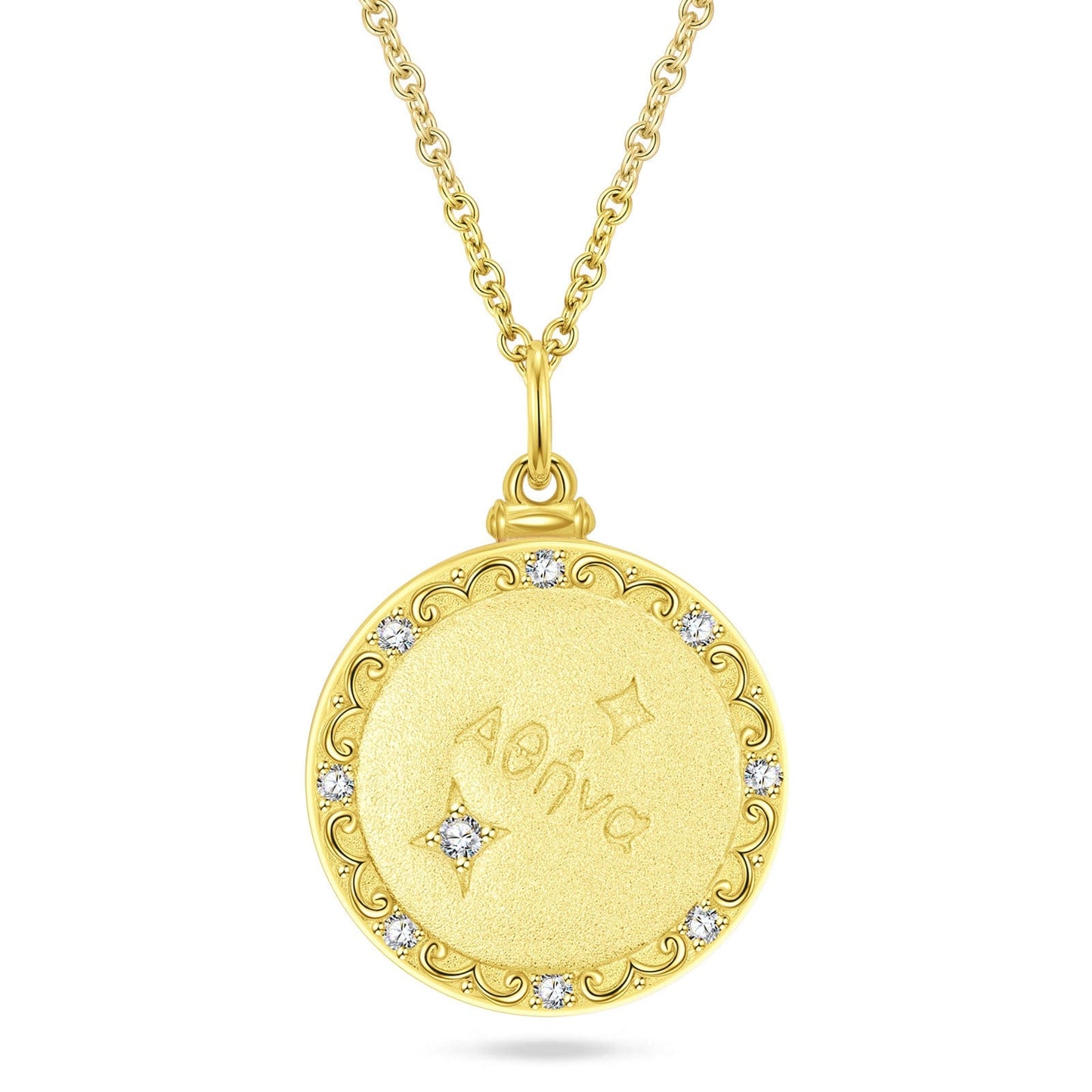 Sterling Silver My Little Angel Link Chain Necklace In 14K Gold Plated