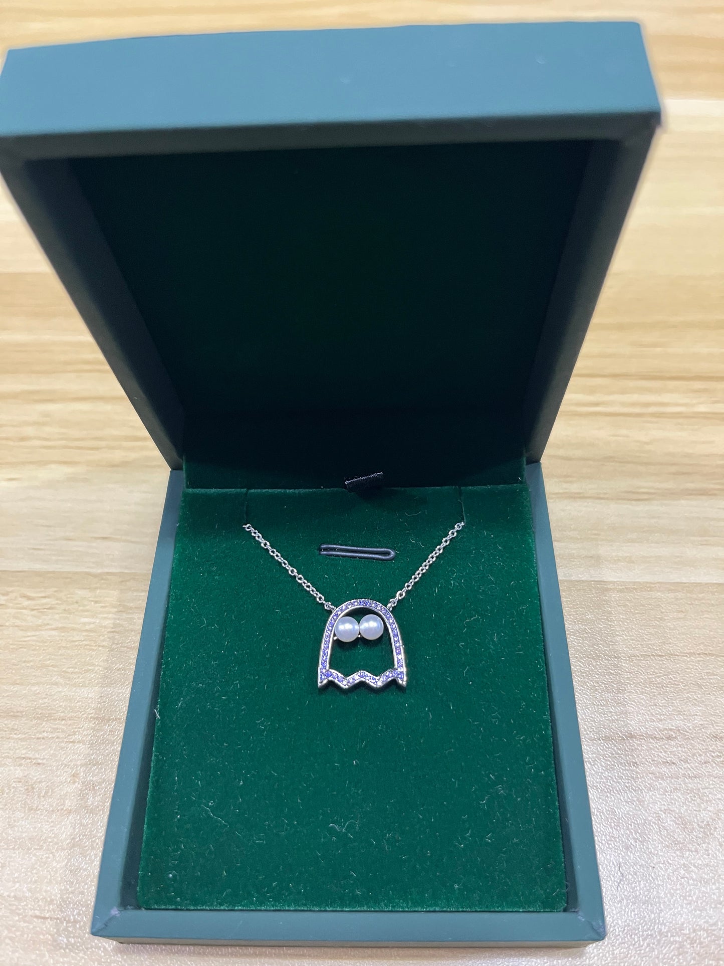 FANCI Sterling Silver Whimsical Monster Necklace In White Gold Plated