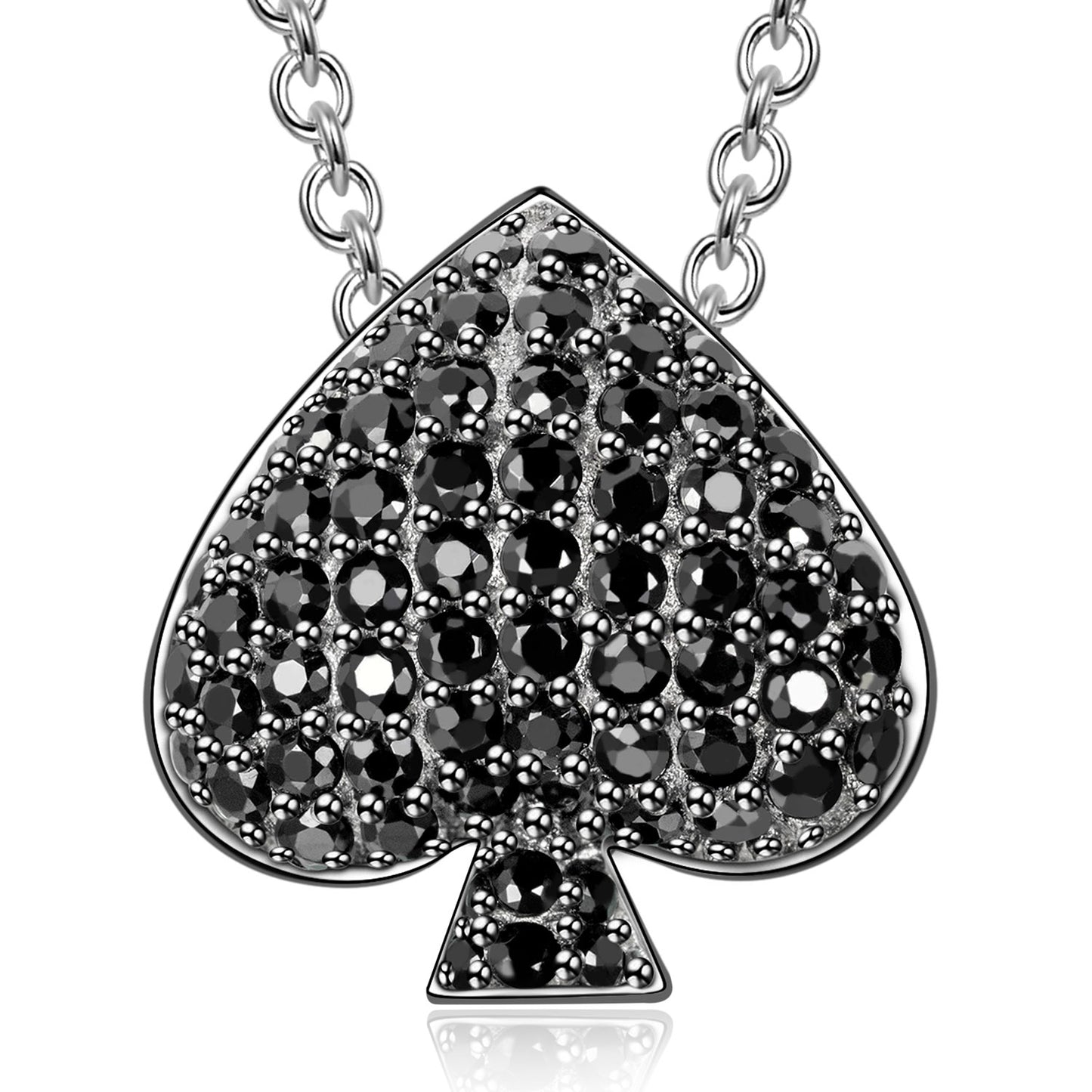 FANCI Sterling Silver Chic Spade Necklace In White Gold Plated