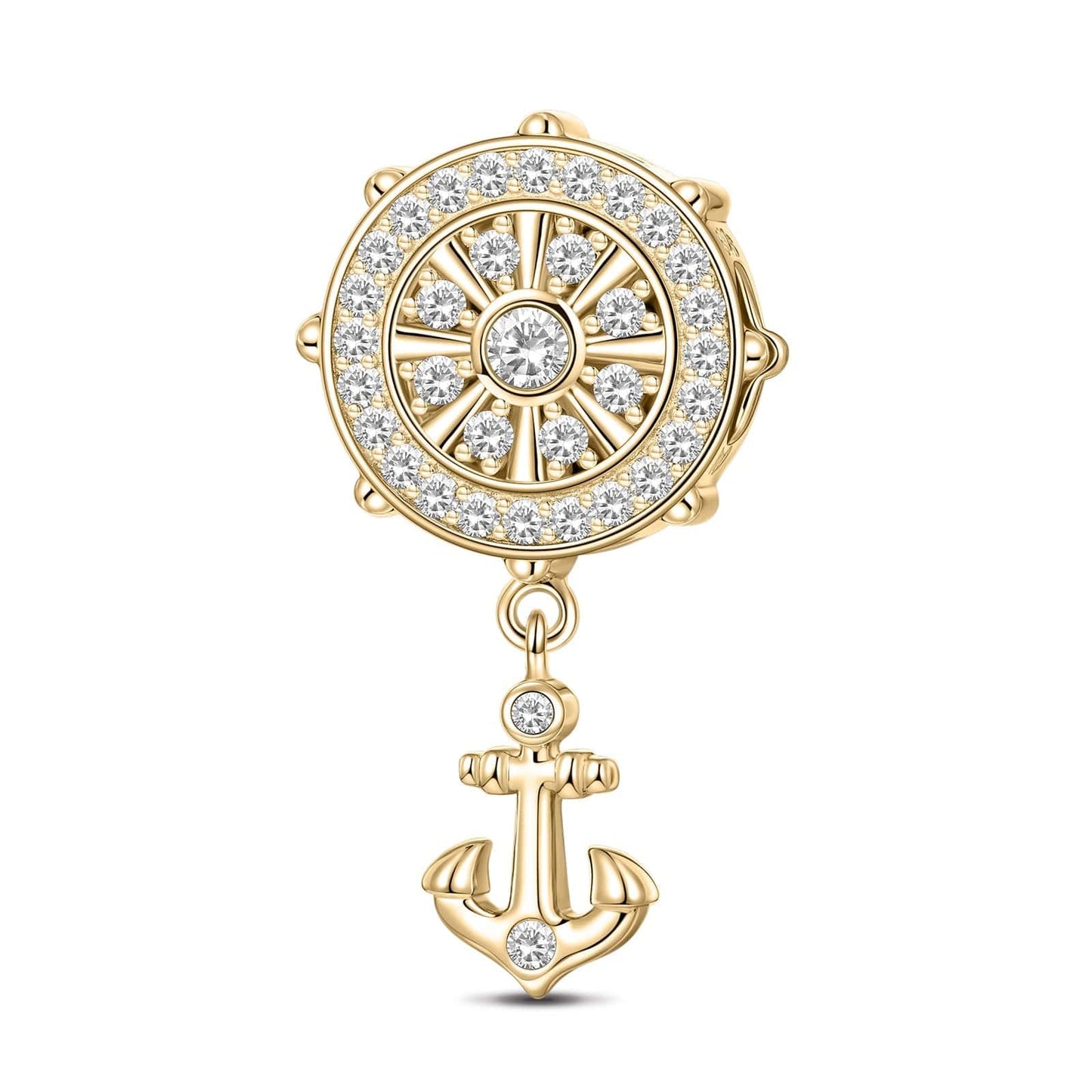 Anchor And Helm Tarnish-resistant Silver Dangle Charms In 14K Gold Plated - GONA