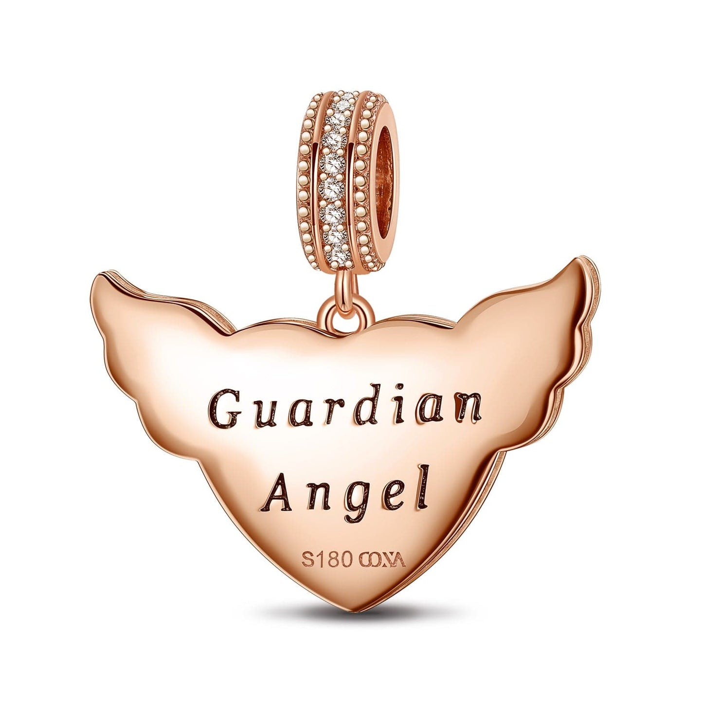 Angel's Love Tarnish-resistant Silver Dangle Charms With Enamel In Rose Gold Plated - GONA