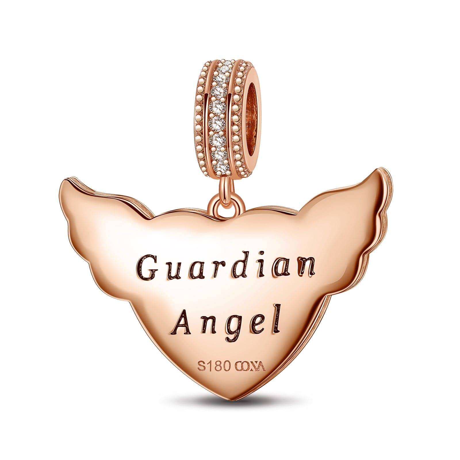 Angel's Love Tarnish-resistant Silver Dangle Charms With Enamel In Rose Gold Plated - GONA