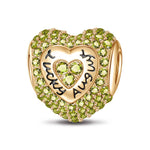 August Love Heart Birthstone Tarnish-resistant Silver Charms With Enamel In 14K Gold Plated - GONA