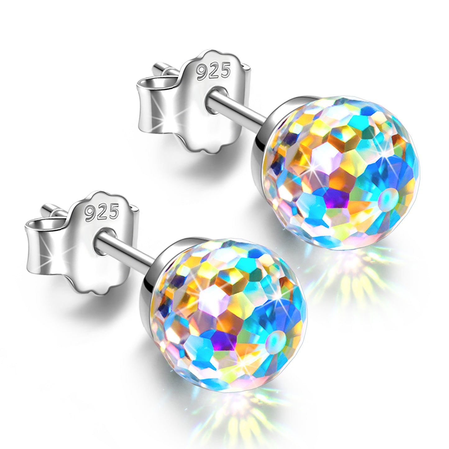 Fanci Sterling Silver Earrings Fantastic World Series Crystal Earrings Girls Earrings Stylish Jewelry for Her - Diameter 8mm