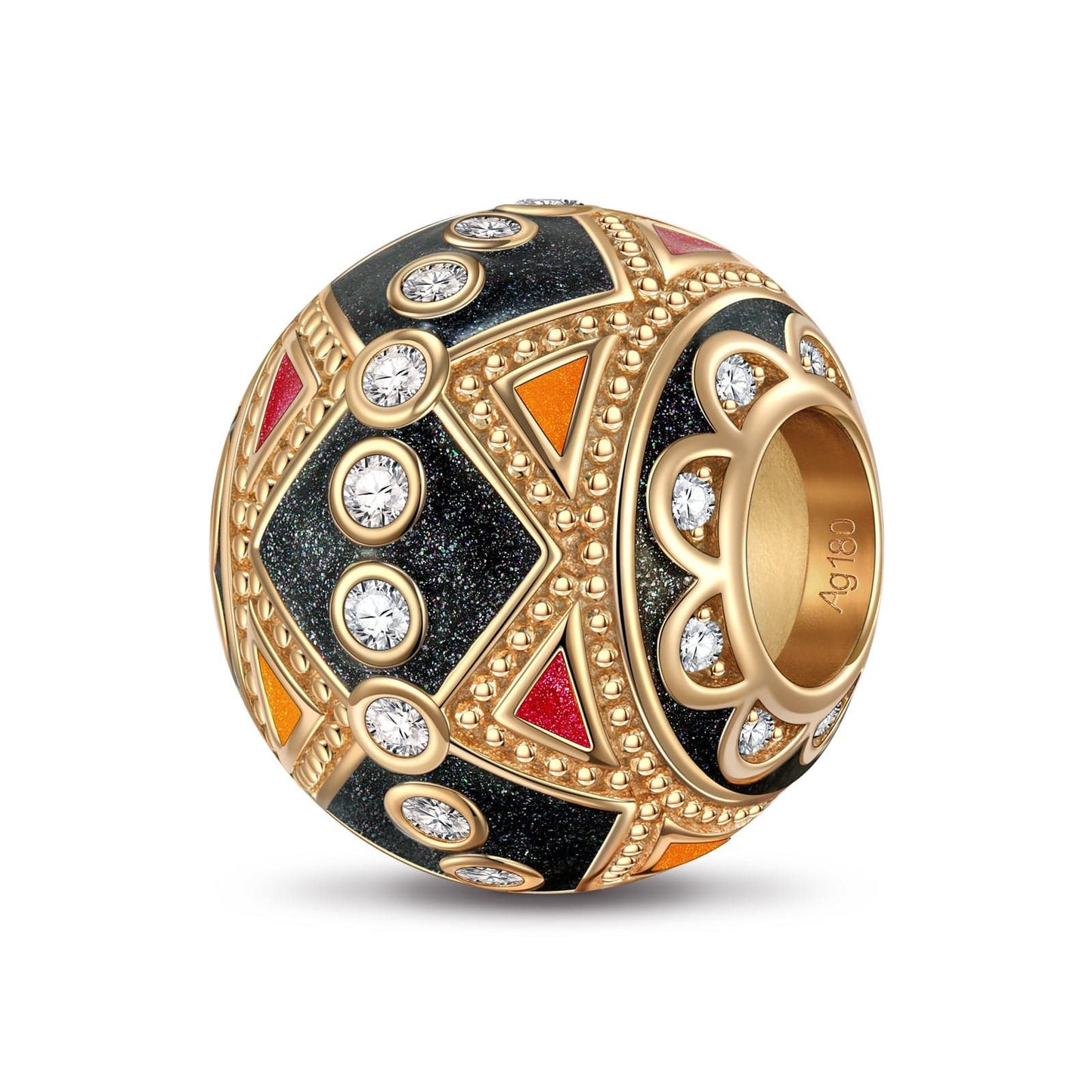 Black Mystical Powers Tarnish-resistant Silver Charms With Enamel In 14K Gold Plated - GONA