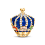 Blue Coronation of Love Tarnish-resistant Silver Charms With Enamel In 14K Gold Plated - GONA