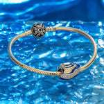 Blue Luxury Cruise Tarnish-resistant Silver Charms With Enamel In 14K Gold Plated - GONA