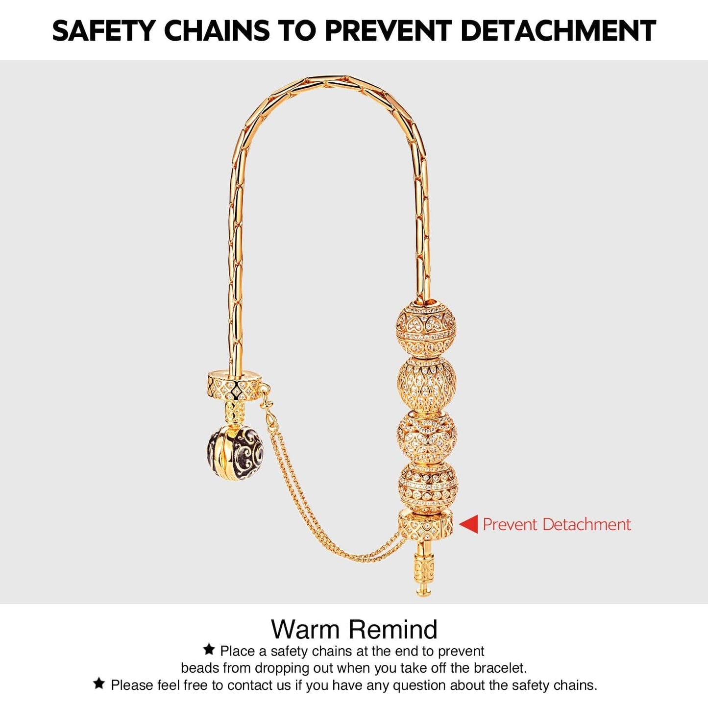 Heart Tarnish-resistant Silver Universal Safety Chain In 14K Gold Plated