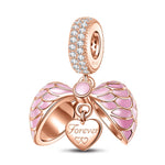 Pink Surprising Love Tarnish-resistant Silver Dangle Charms With Enamel In Rose Gold Plated
