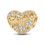 Family Tarnish-resistant Silver Heart Charms In 14K Gold Plated