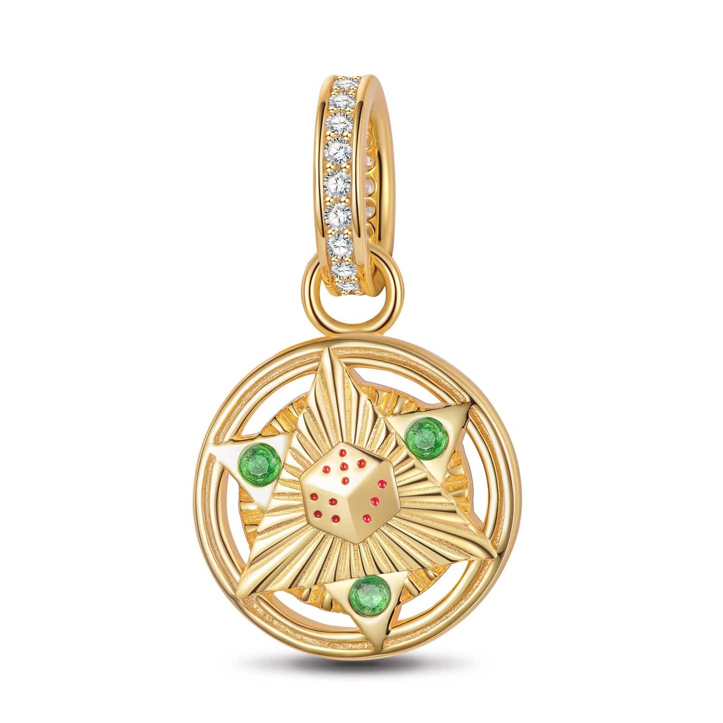 Lucky Mahjong Tarnish-resistant Silver Charms With Enamel In 14K Gold Plated