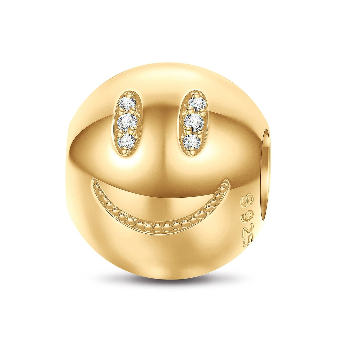 Sterling Silver Slightly Smiling Emoji Charms In 14K Gold Plated