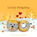 Sterling Silver Shy Hedgehog Charms In White Gold Plated