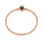 Sterling Silver Queen's Crown Bamboo Chain Bracelet In Rose Gold Plated