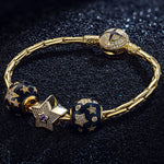 Golden Stars Tarnish-resistant Silver Charms With Enamel In 14K Gold Plated