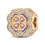 Lucky Clover Tarnish-resistant Silver Charms With Enamel In 14K Gold Plated