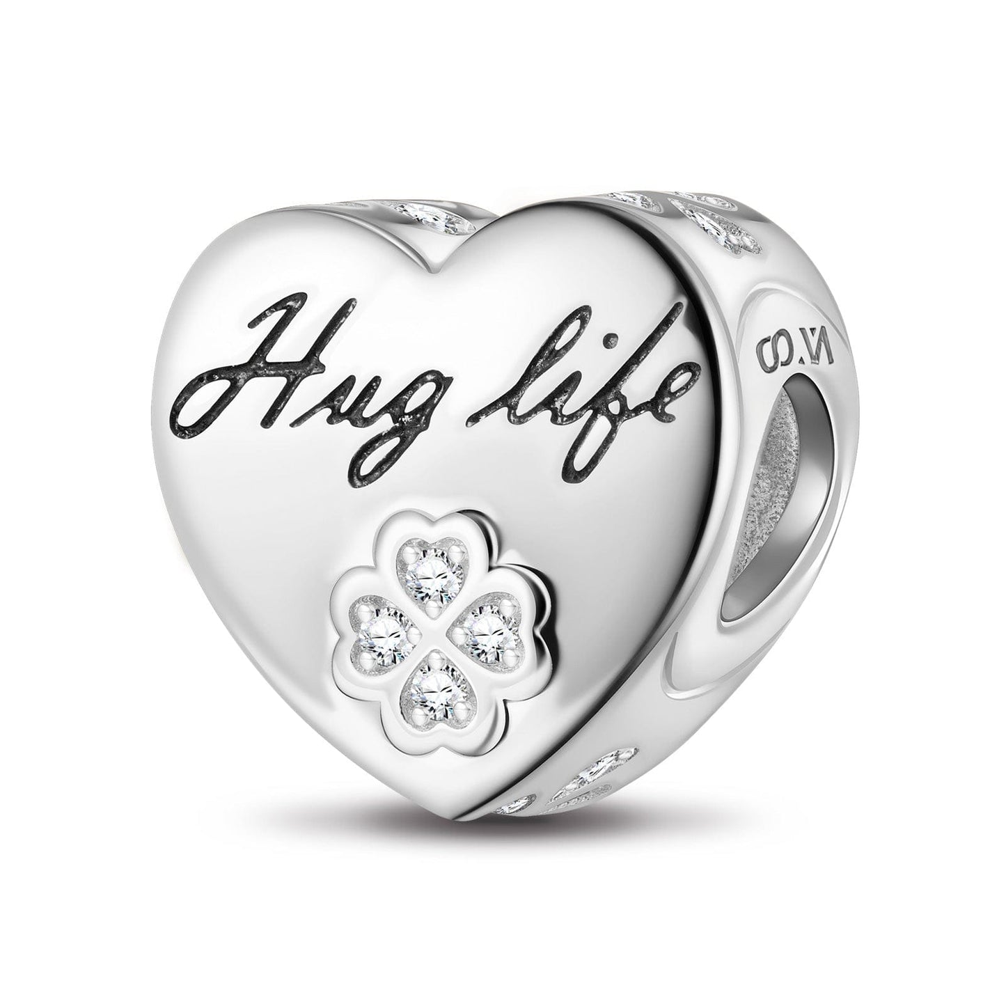 Hug Life Tarnish-resistant Silver Heart Charms In White Gold Plated