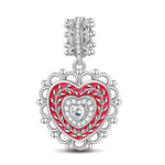 Crowned With Love Tarnish-resistant Silver Dangle Charms With Enamel In White Gold Plated