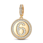 Number Six Tarnish-resistant Silver Dangle Charms In 14K Gold Plated