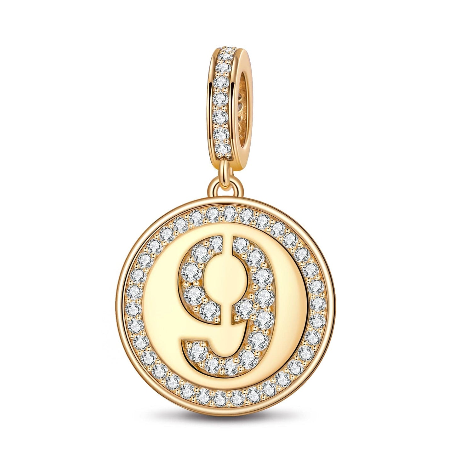 Number Nine Tarnish-resistant Silver Dangle Charms In 14K Gold Plated