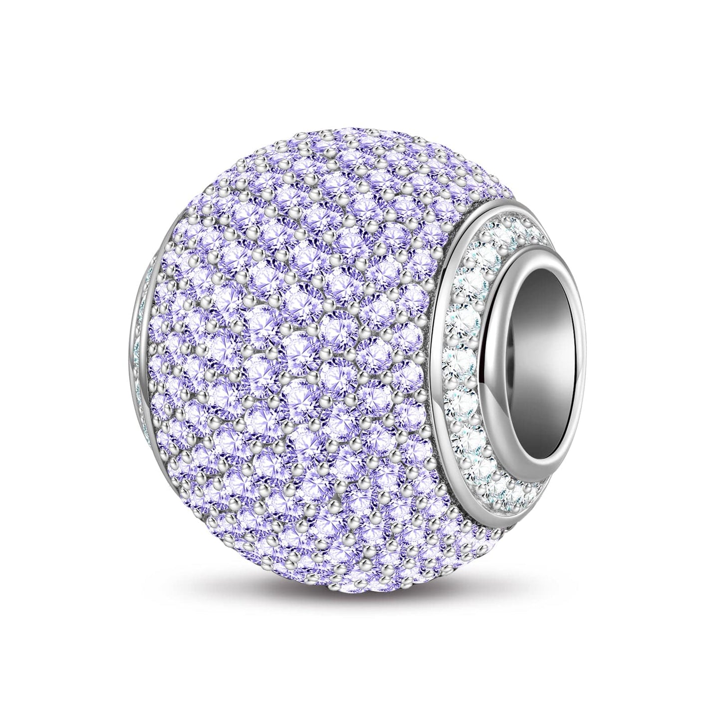 Purple Zirconia Minimalist Tarnish-resistant Silver Charms In White Gold Plated