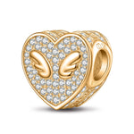 Angel Wings Tarnish-resistant Silver Charms With Enamel in 14K Gold Plated