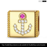 Anchor Tarnish-resistant Silver Rectangular Charms In 14K Gold Plated