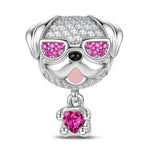 Bulldog in Sunglasses Tarnish-resistant Silver Animal Charms With Enamel In Silver Plated - Heartful Hugs Collection