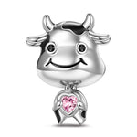Proud Baby Cow Tarnish-resistant Silver Animal Charms In Silver Plated - Heartful Hugs Collection