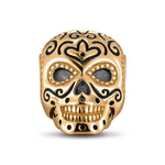 Skulls Tarnish-resistant Silver Charms With Enamel In 14K Gold Plated