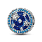 Sterling Silver Planetary Orbit Charms With Enamel In White Gold Plated