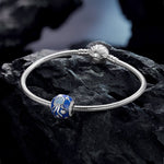 Sterling Silver Jellyfish Charms With Enamel In White Gold Plated