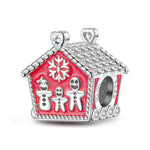 Sterling Silver Red House of Joy Charms With Enamel In White Gold Plated