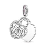 Sterling Silver Everlasting Love Dangle Charms In White Gold Plated