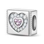 Sterling Silver Heart In Heart Rectangular Charms In Silver Plated