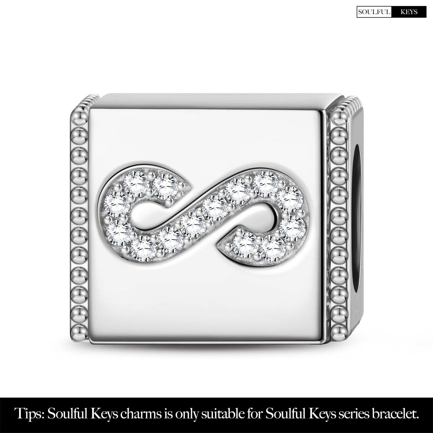 Sterling Silver Infinite Rectangular Charms In Silver Plated